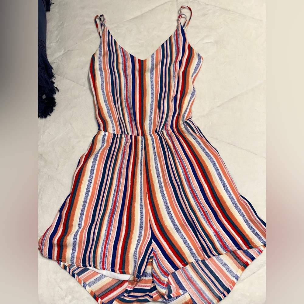 Rainbow Skinny Strap Romper Shorts